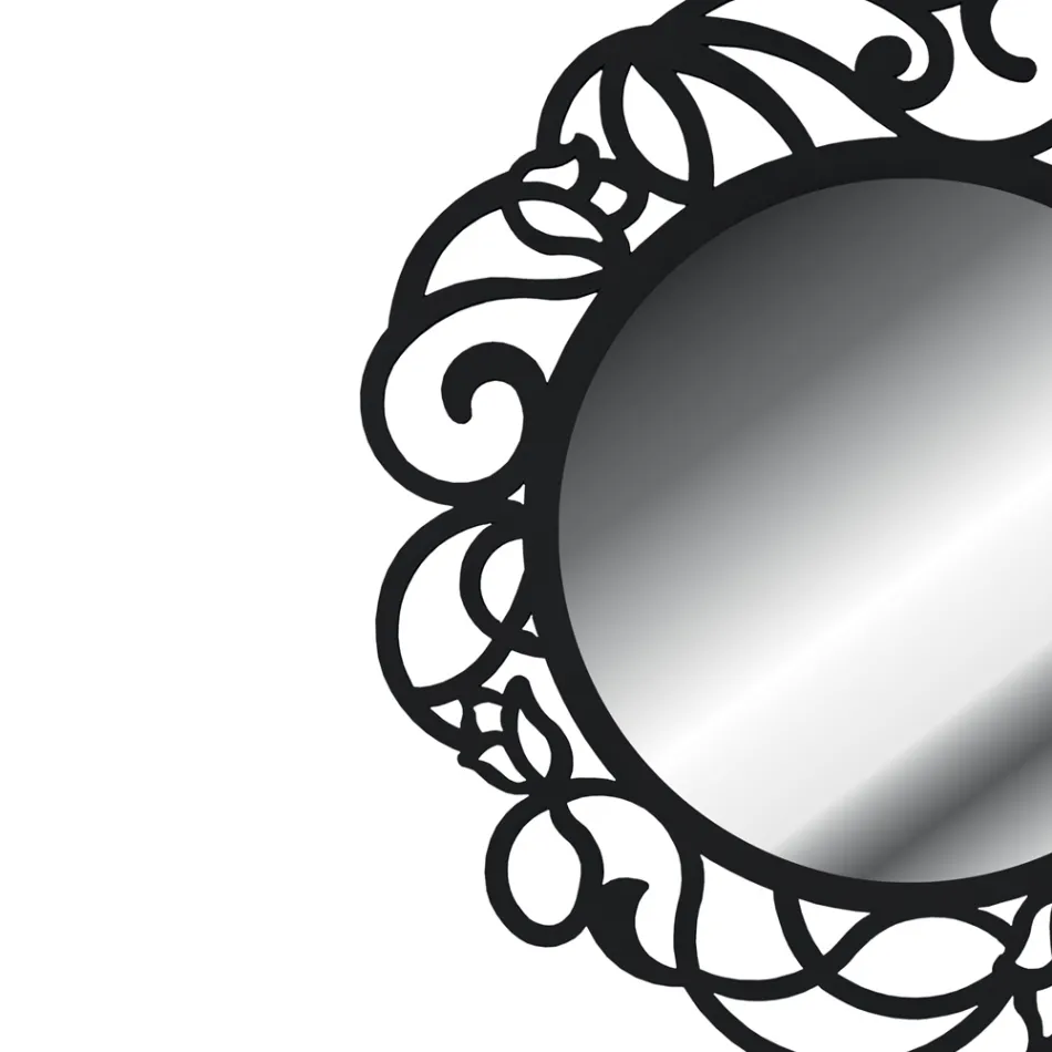 Round Mirror with Openwork Pattern Made in Italy - Ferona Viadurini