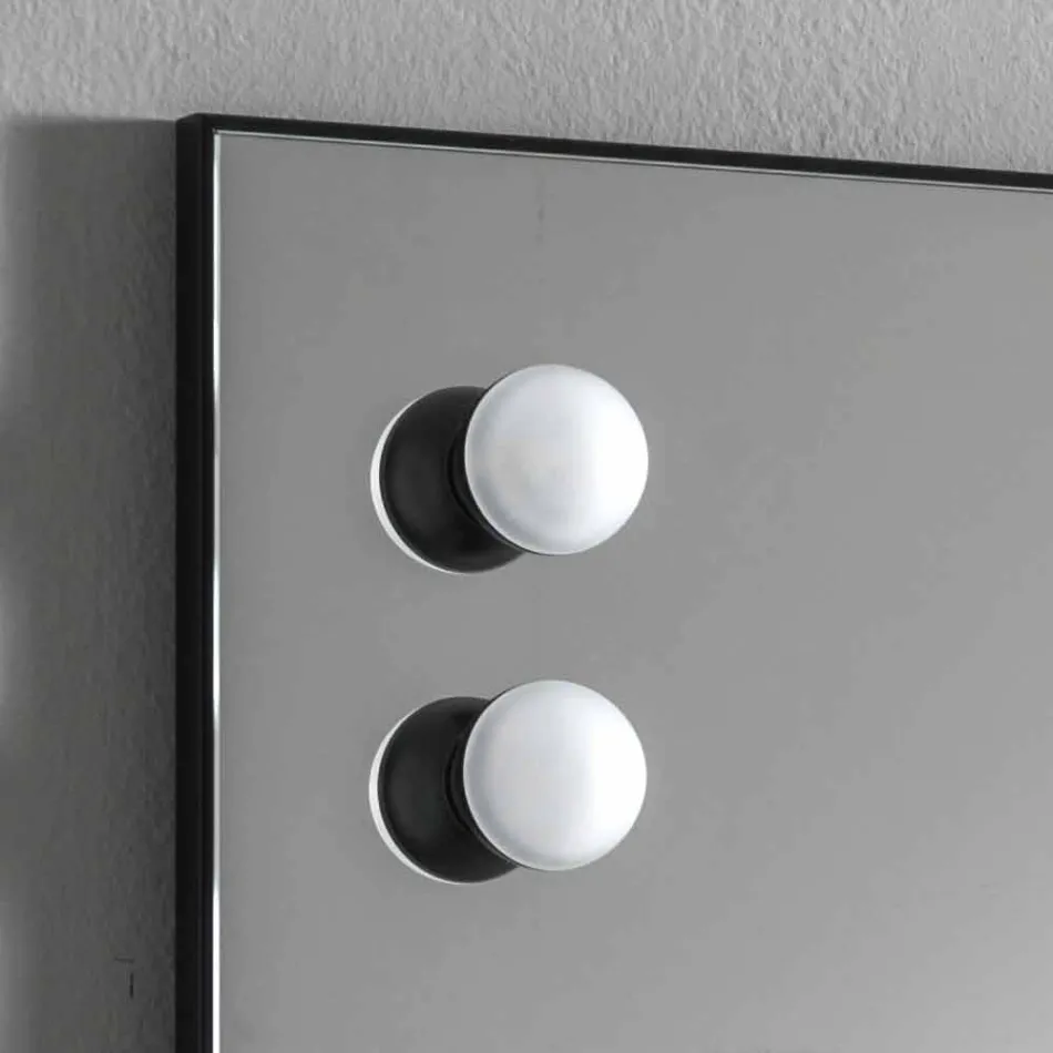 Wall Mirror with 2 Bulbs and Black Aluminum Frame Made in Italy - Frame Viadurini