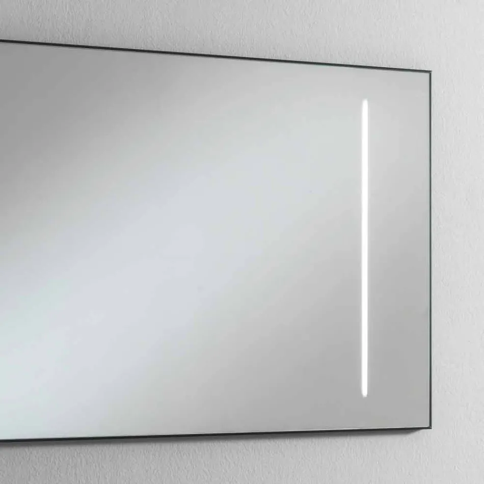 Wall Mirror with 2 Bulbs and Black Aluminum Frame Made in Italy - Frame Viadurini