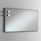 Wall Mirror with 2 Bulbs and Black Aluminum Frame Made in Italy - Frame Viadurini