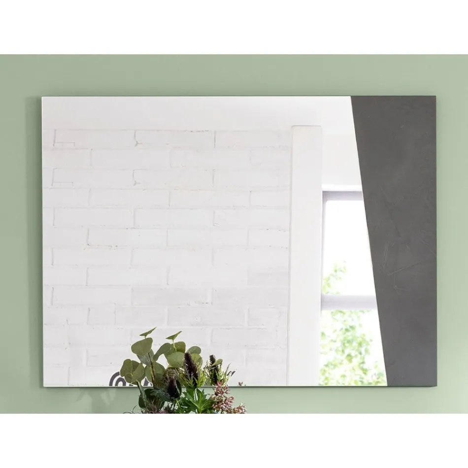 Wall Mirror with Glossy White Slate Wood Italian Design - Joris Viadurini