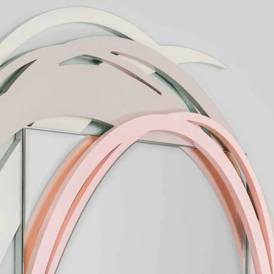 Modern Wall Mirror with Decorative Design in Colored Wood - Orbita Viadurini