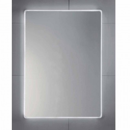 Wall mirror with satin edges, LED illumination, Tessa Viadurini