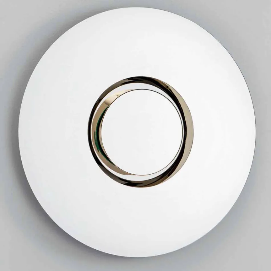 Round Design Wall Mirror with Golden Metal with Centerpiece - Merale Viadurini