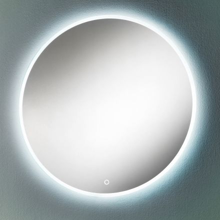 Round Wall Mirror with Sandblasted Edge and LED Backlighting - Button Viadurini