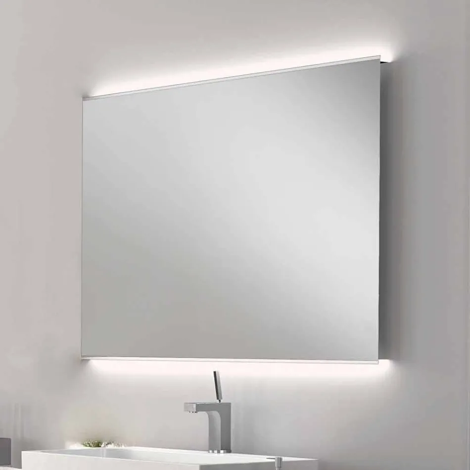 Bathroom mirror with modern LED design light with satin edges Veva Viadurini