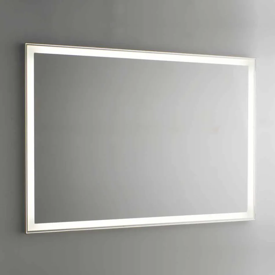 Bathroom Mirror in Imitation Aluminum with Backlight Made in Italy - Palau Viadurini