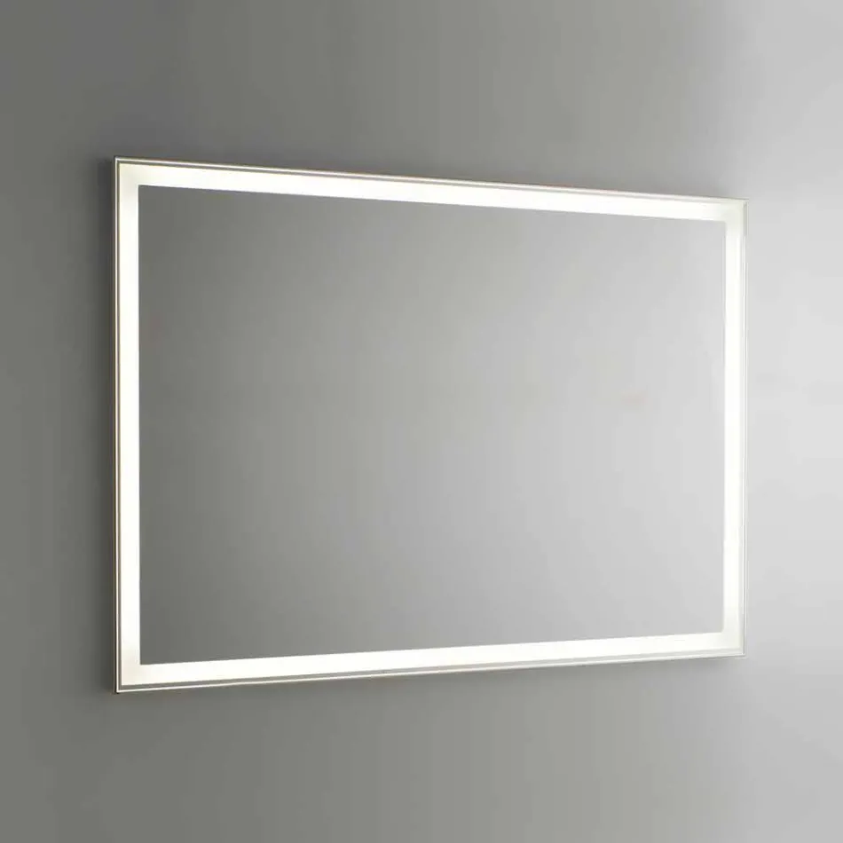 Bathroom Mirror in Imitation Aluminum with Backlight Made in Italy - Palau Viadurini