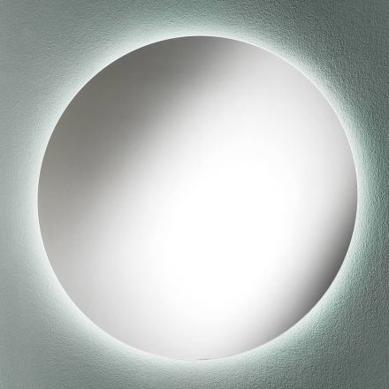 Minimal Round Wall Bathroom Mirror with 4000K LED Light Made in Italy - Roteo Viadurini