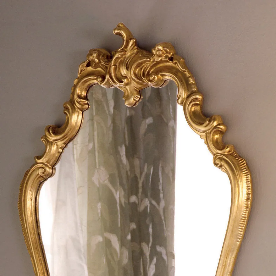 Shaped Baroque Mirror with Gold Leaf Frame Made in Italy - Precious Viadurini