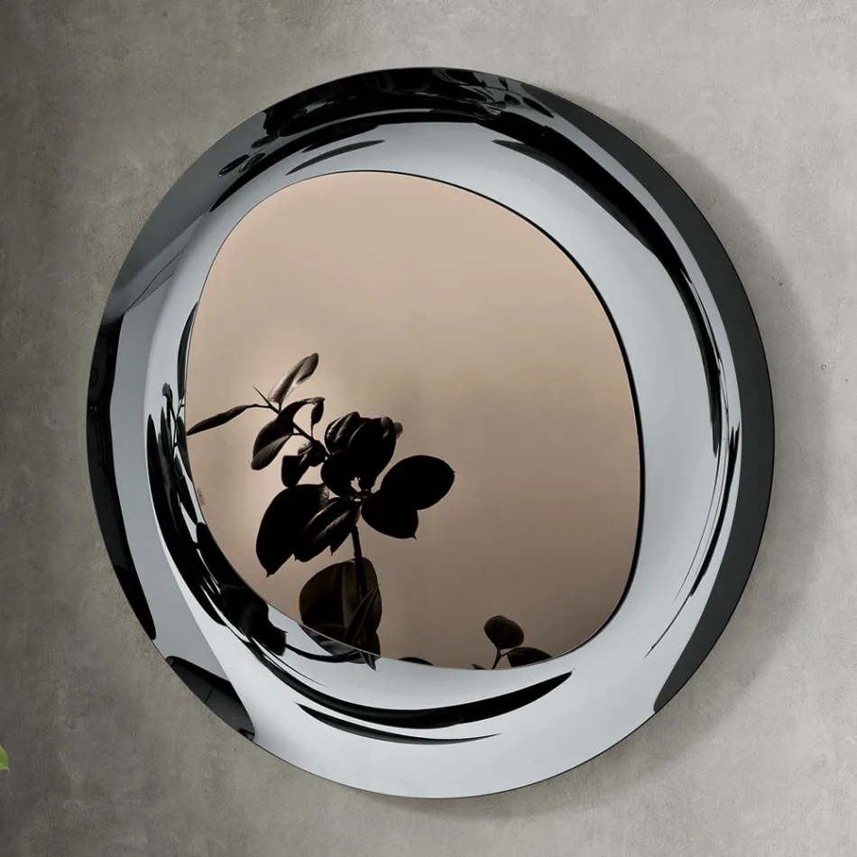 Bronze Mirror with Smoked Glass Frame Made in Italy - Anselma Viadurini
