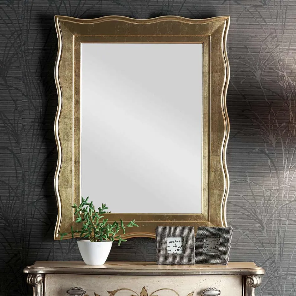 Classic Mirror with Rectangular Gold Frame Made in Italy - Florence Viadurini