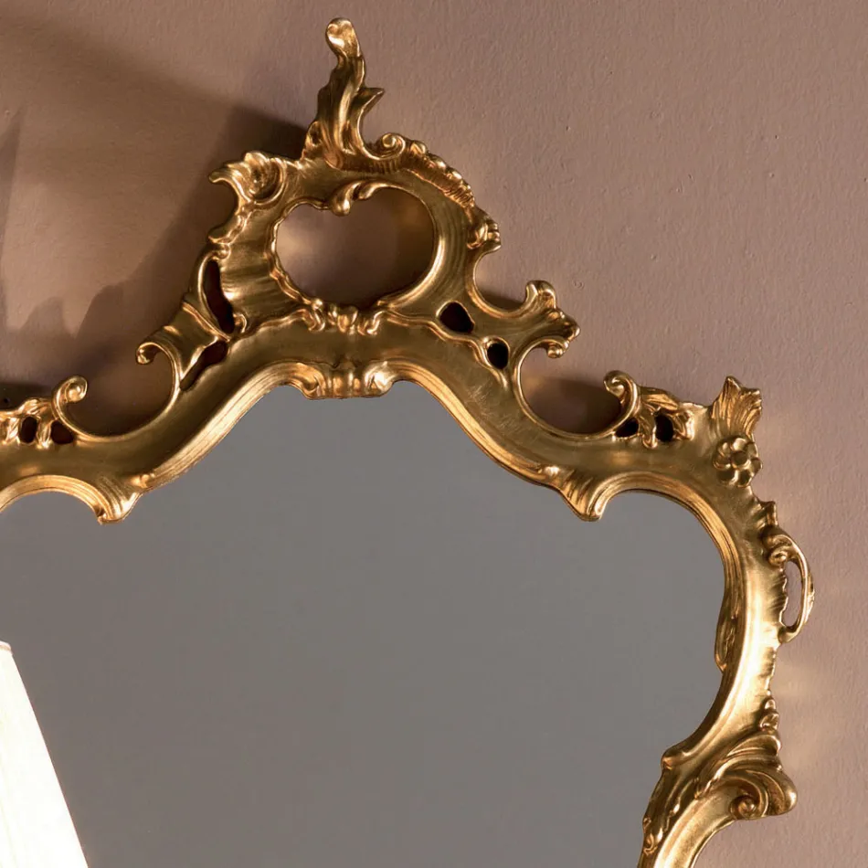 Classic Shaped Mirror with Gold Leaf Frame Made in Italy - Precious Viadurini