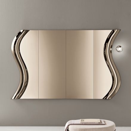Sorya Bronze-Colored Mirror in Fused Glass with Central Insert Made in Italy Viadurini