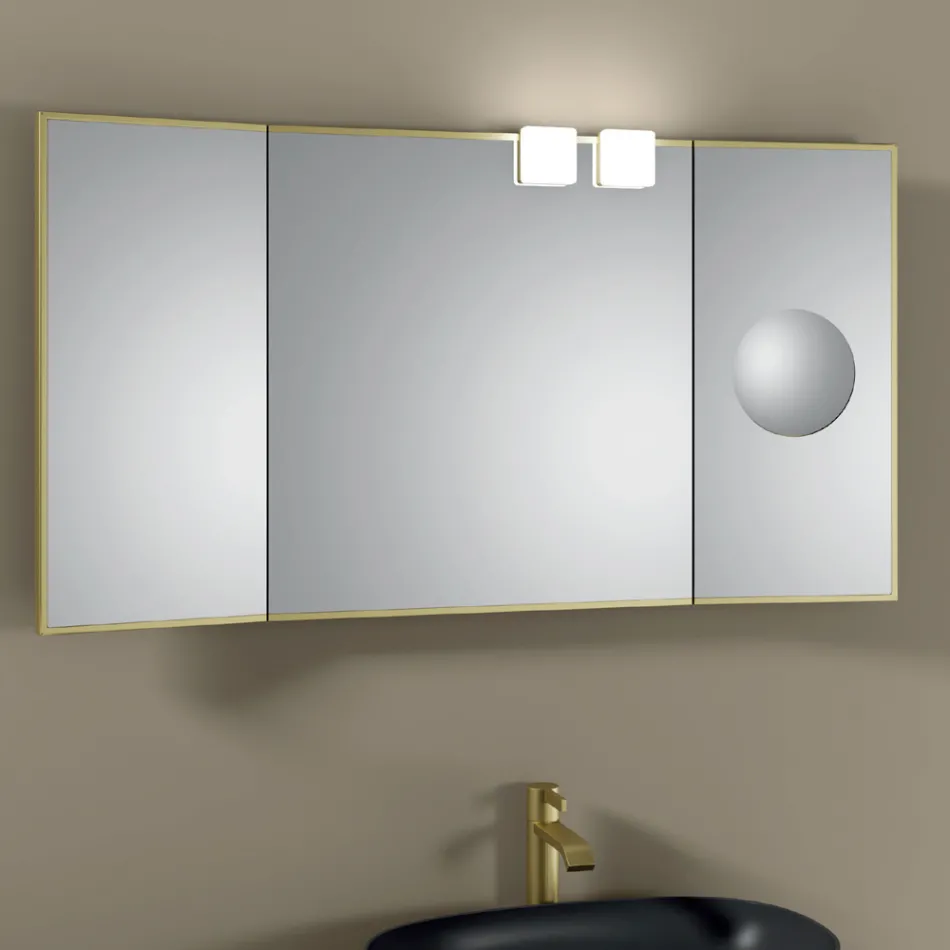 Mirror with 2 Movable Sides and Magnifying Mirror Made in Italy - Nelson Viadurini