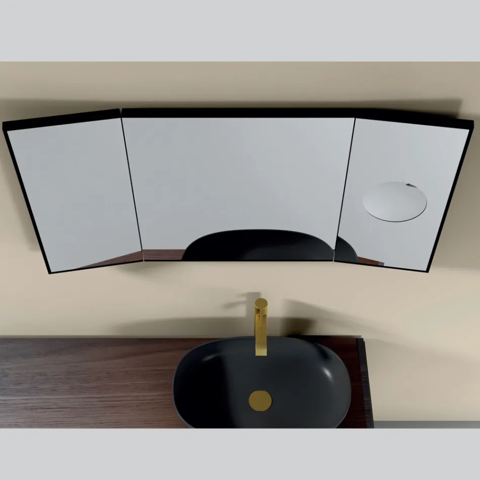 Mirror with 2 Movable Sides and Magnifying Mirror Made in Italy - Nelson Viadurini