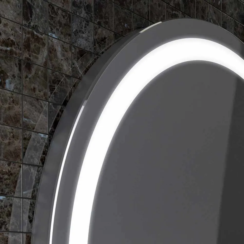 Mirror with stainless steel edges and modern design LED lights Charly Viadurini