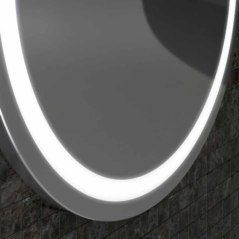 Mirror with stainless steel edges and modern design LED lights Charly Viadurini