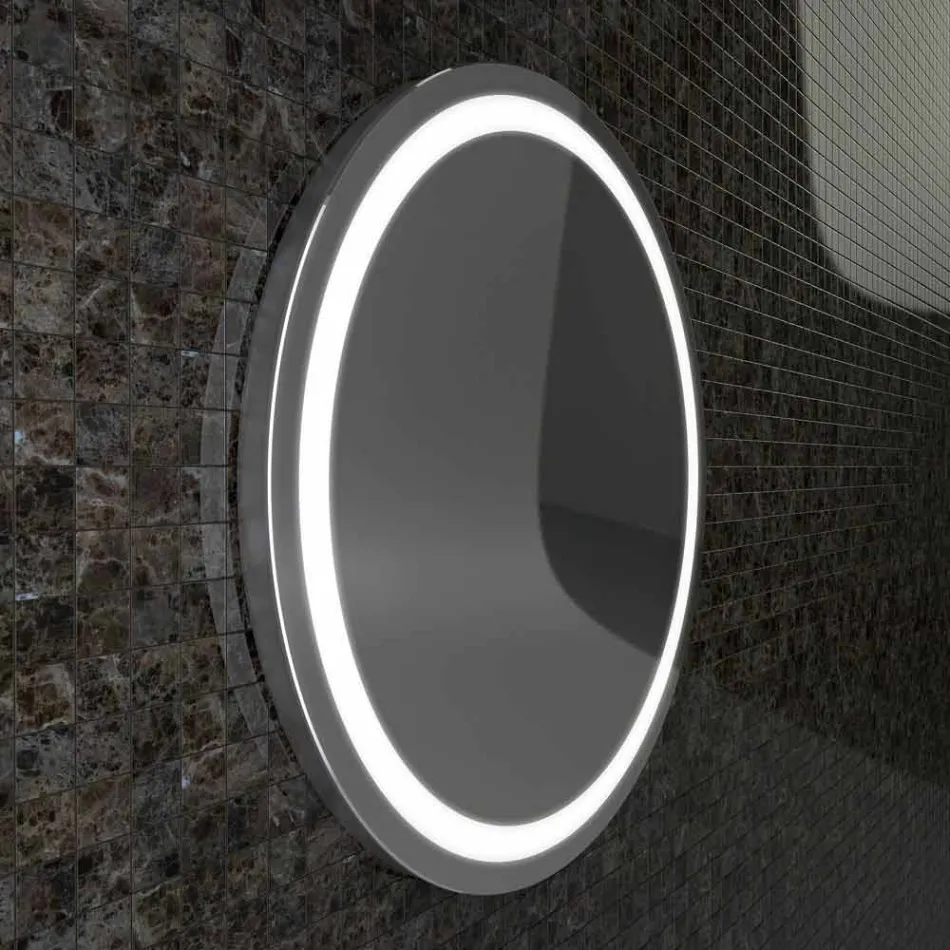 Mirror with stainless steel edges and modern design LED lights Charly Viadurini