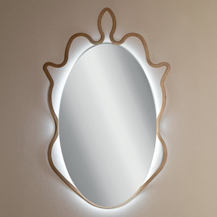 Mirror with Metal Frame and Integrated LEDs Made in Italy - Leonardo Viadurini