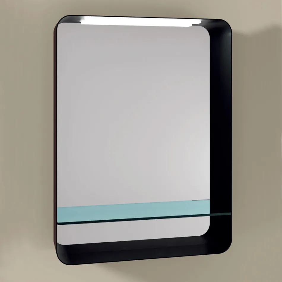 Mirror with Metal Frame and Glass Shelf Made in Italy - Frida Viadurini