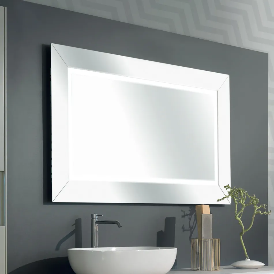 Mirror with Colored Mirror Frame and LED Made in Italy - Newton Viadurini