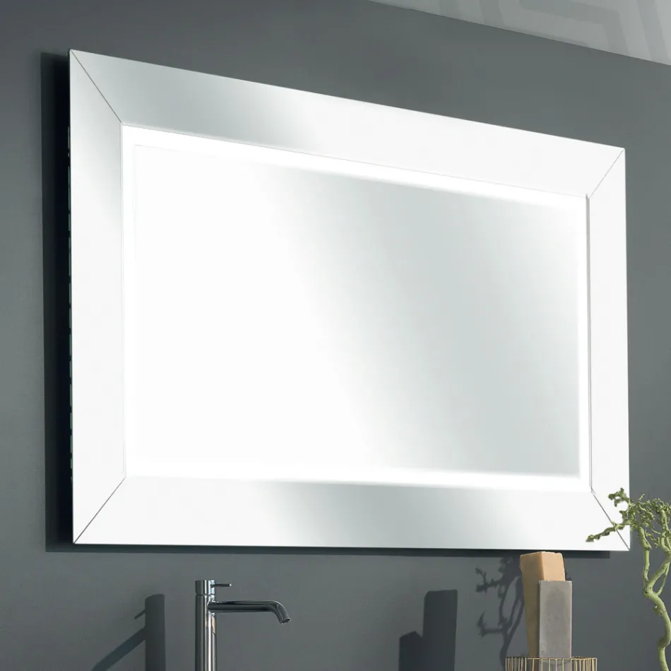 Mirror with Colored Mirror Frame and LED Made in Italy - Newton Viadurini