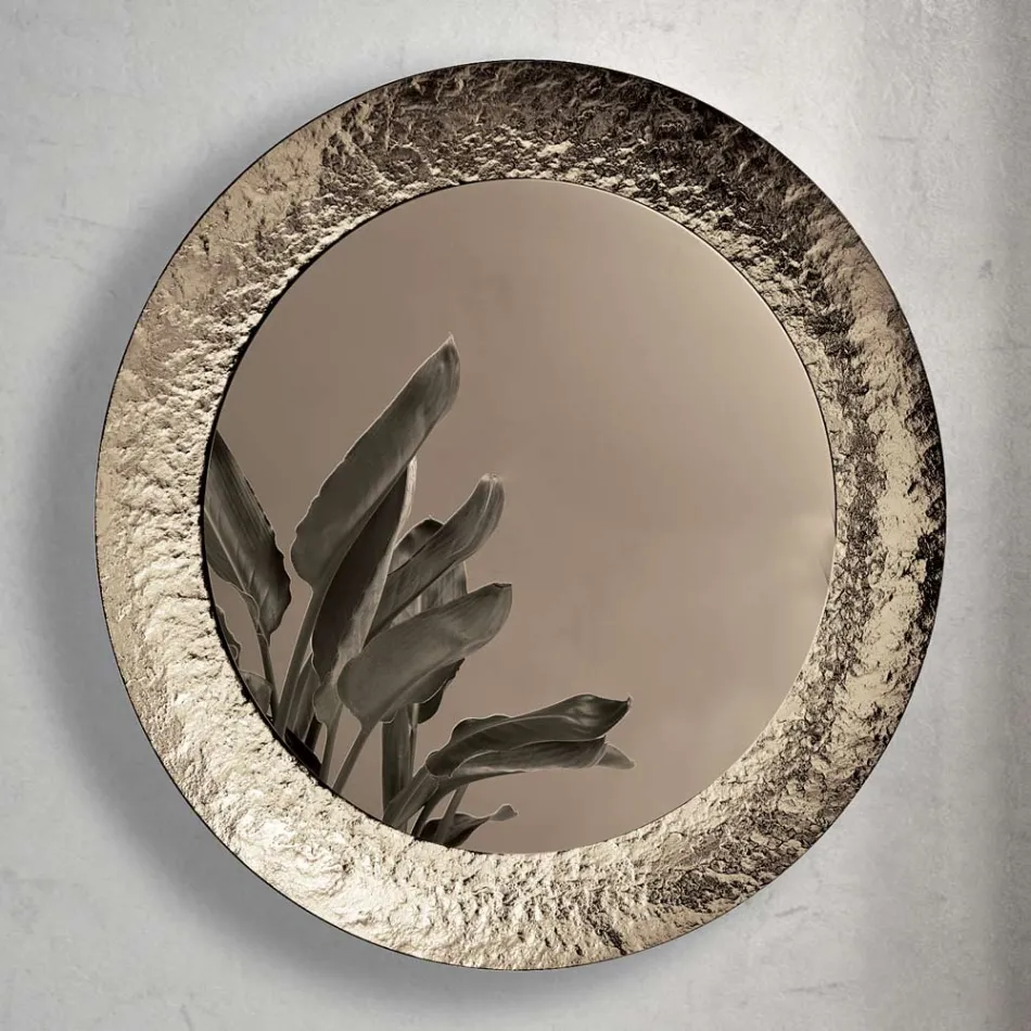 Mirror with Hammered Glass Frame, Back-Silvered, Made in Italy - Basilia Viadurini