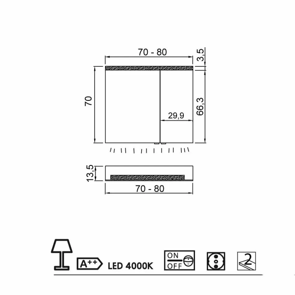 Container mirror 2 modern design doors, LED lighting, Carol Viadurini