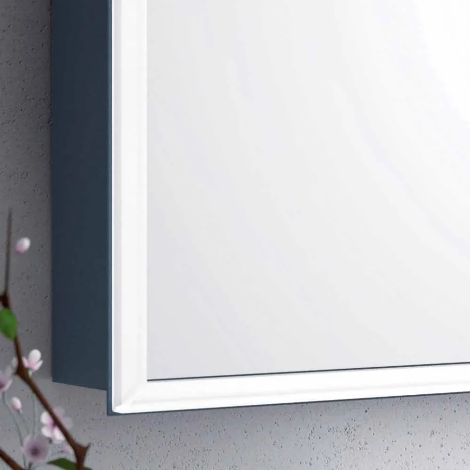 Wall-mounted mirror with 2 modern doors, LED lighting, Adele Viadurini