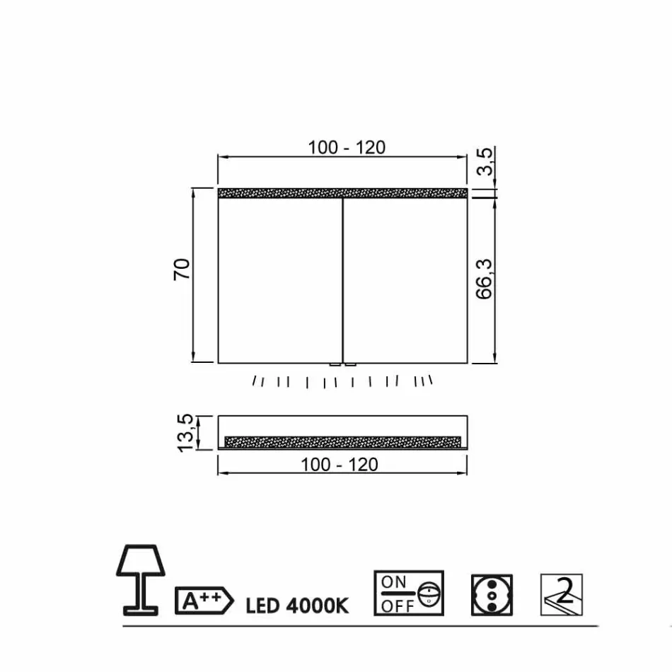 Bathroom mirror with 2-door bath-tub, modern design, Carol Viadurini