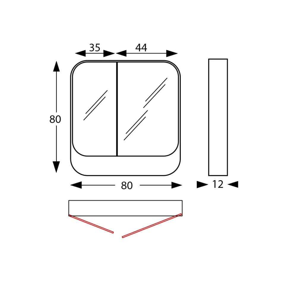 Metal Mirror Container with 2 Double Mirror Doors Made in Italy - Galilei Viadurini
