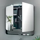 Metal Mirror Container with Double Mirror Doors and Lights Made in Italy - Galileo Viadurini