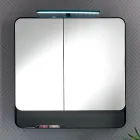 Metal Mirror Container with Double Mirror Doors and Lights Made in Italy - Galileo Viadurini