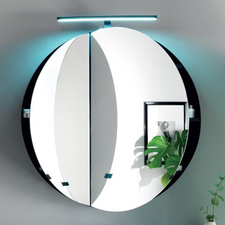 Round Metal Mirror Container with Double Mirror Made in Italy - Charles Viadurini