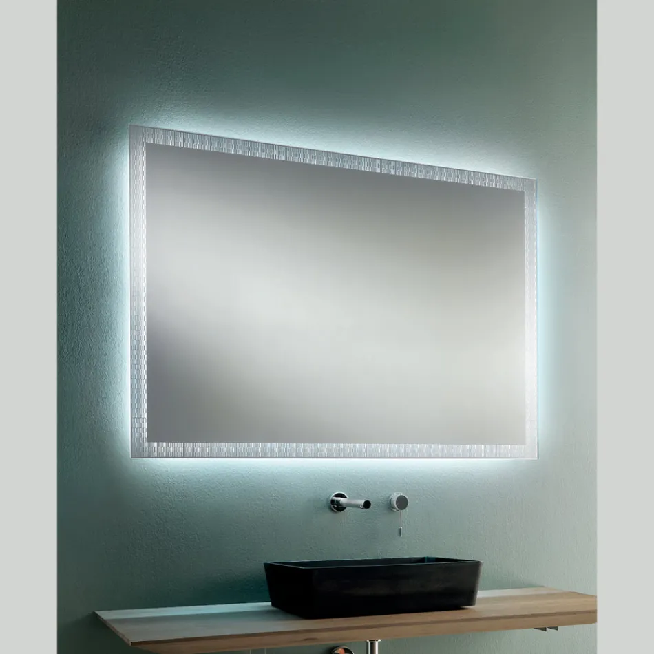 Bathroom Mirror with Laser Engraved Decorations Made in Italy - Freud Viadurini