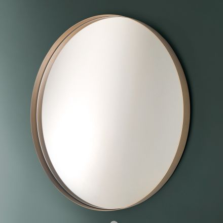 Round Bathroom Mirror with Metal Frame Made in Italy - Cleopatra Viadurini