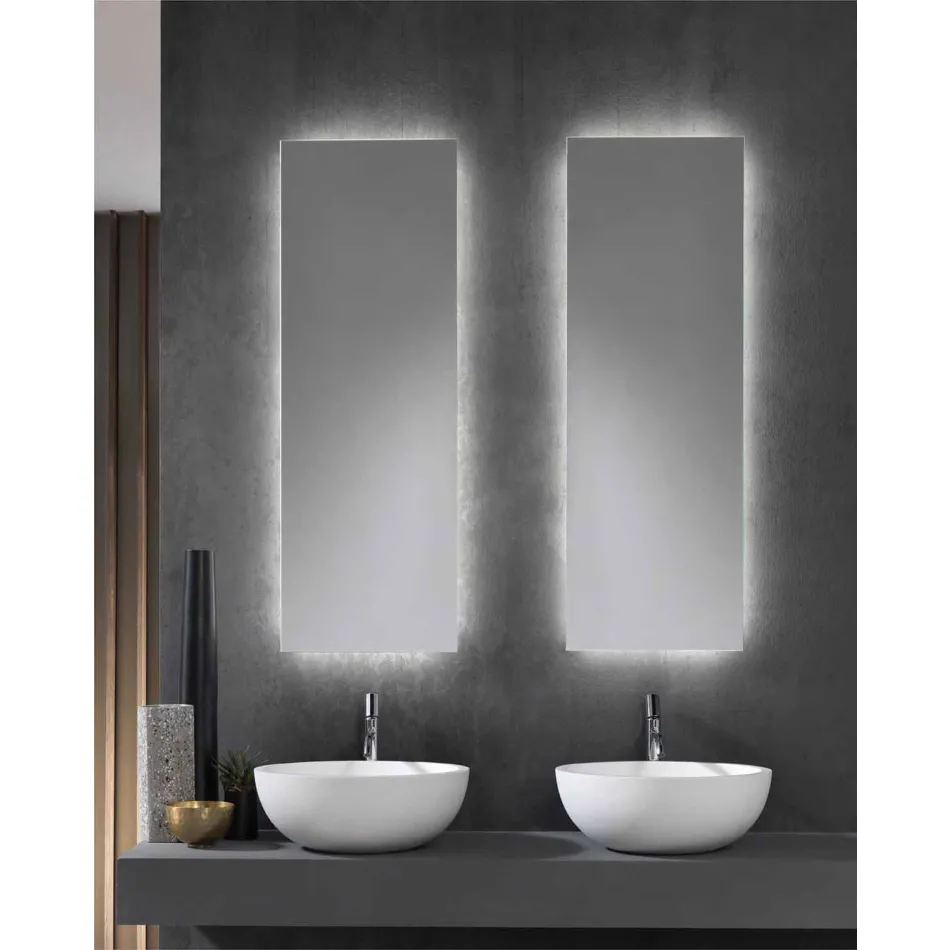 Wall Mirror with LED Backlighting on 4 Sides Made in Italy - Romio Viadurini