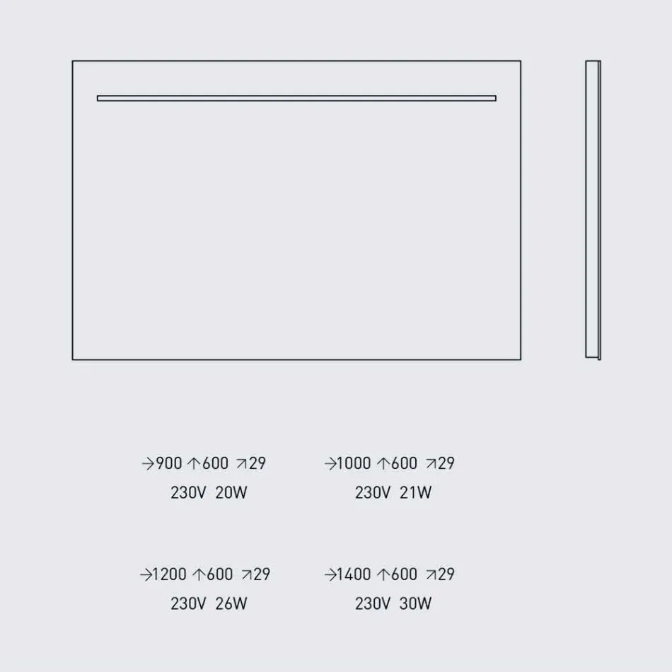 Modern Wall Mirror with LED Light and Steel Frame Made in Italy - Yutta Viadurini