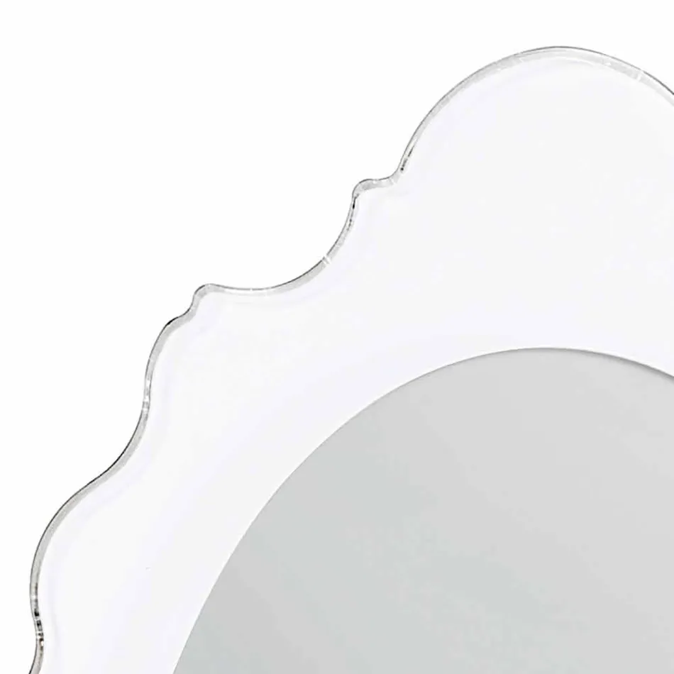 Design white wall mirror Joy decorated frame, made in Italy Viadurini