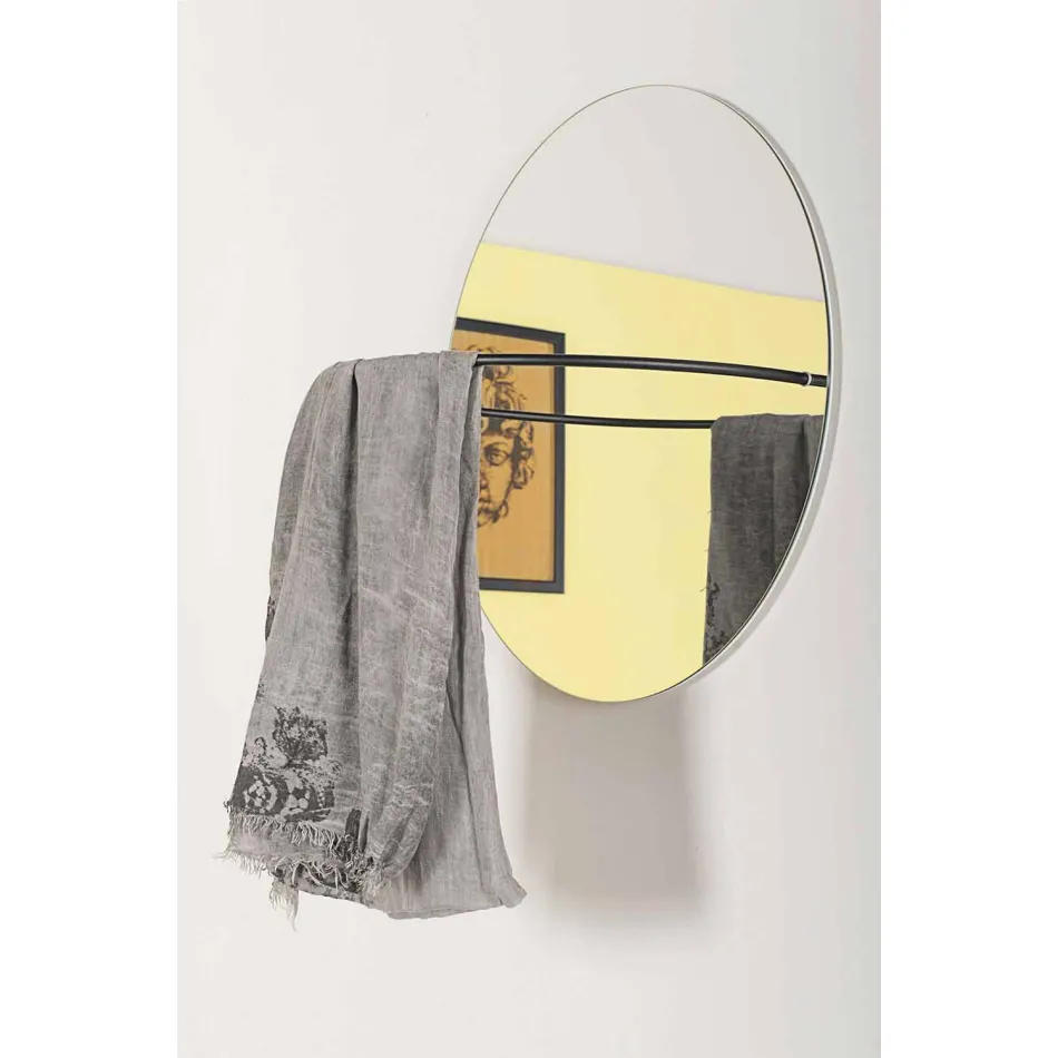 Wall Mirror with Modern Steel Coat Rack Made in Italy - Chioccia Viadurini
