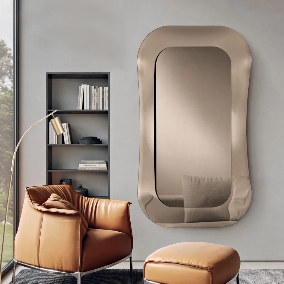 Wall Mirror with Frame in Fused Glass Made in Italy - Adored Viadurini