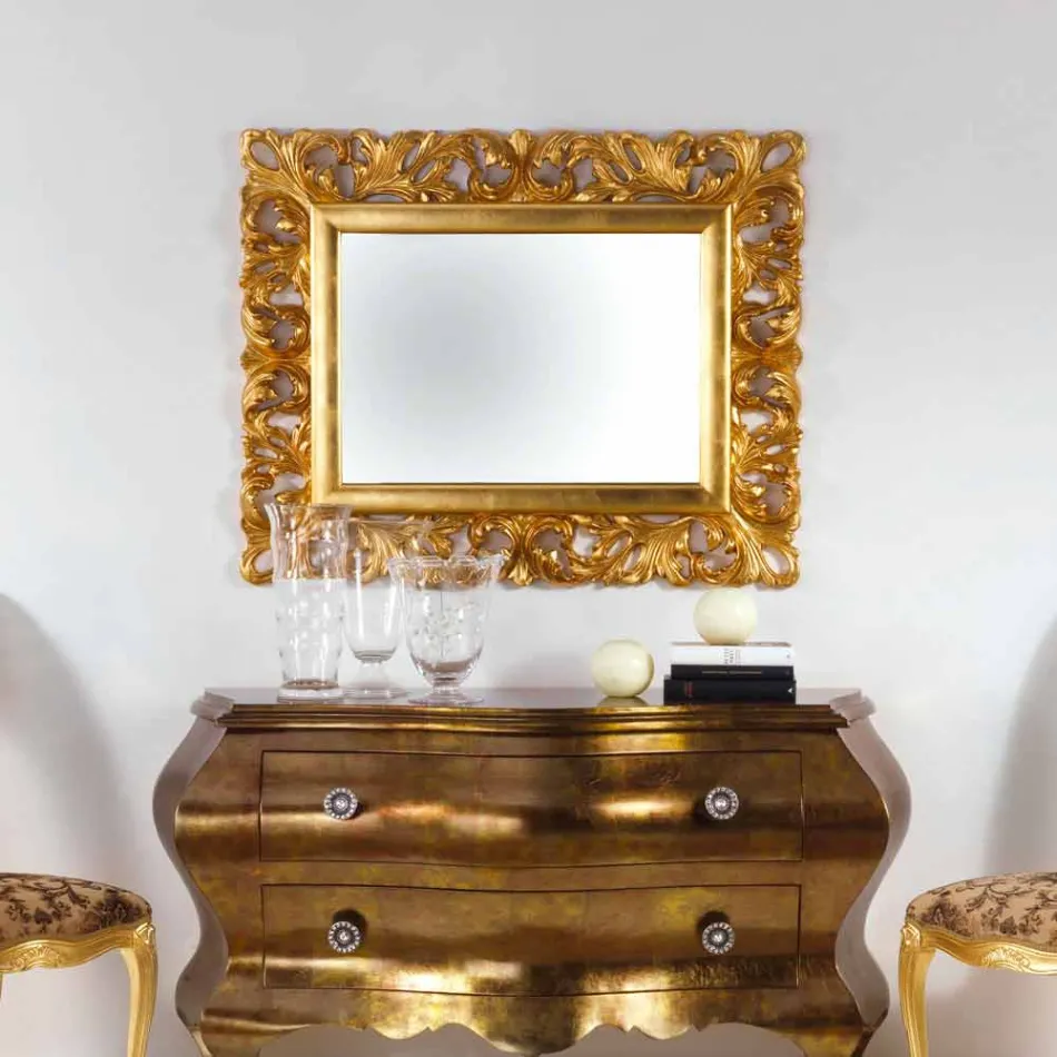 Design wall mirror with gold leaf finish Gudin, 108x87 cm Viadurini