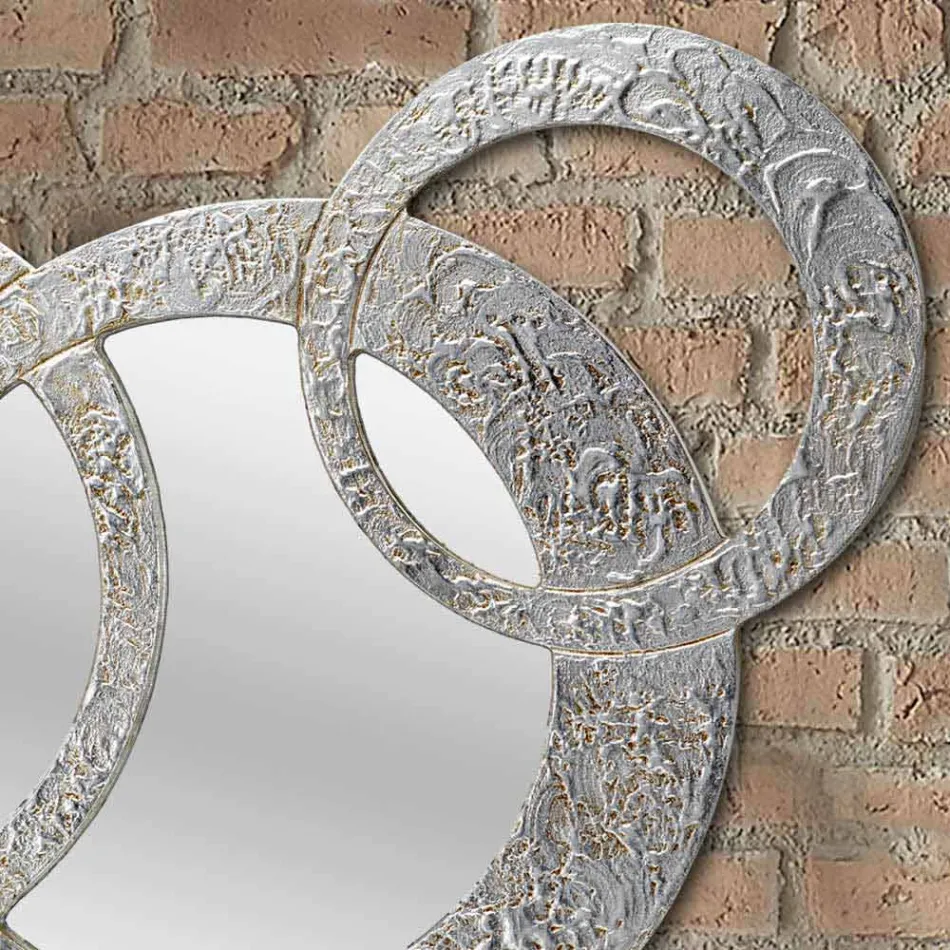 Design wall mirror in silver leaf made in Italy Cortina Viadurini