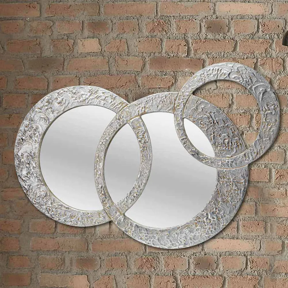 Design wall mirror in silver leaf made in Italy Cortina Viadurini