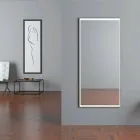 LED Illuminated Wall Mirror with Touch Switch Made in Italy - Ammar Viadurini