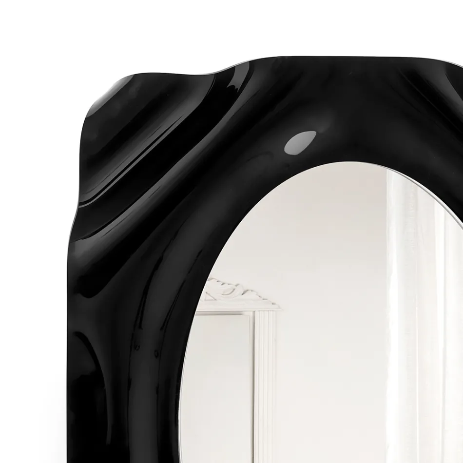 Maelia Black Plexiglass Draped Wall Mirror Made in Italy Viadurini