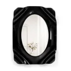 Maelia Black Plexiglass Draped Wall Mirror Made in Italy Viadurini