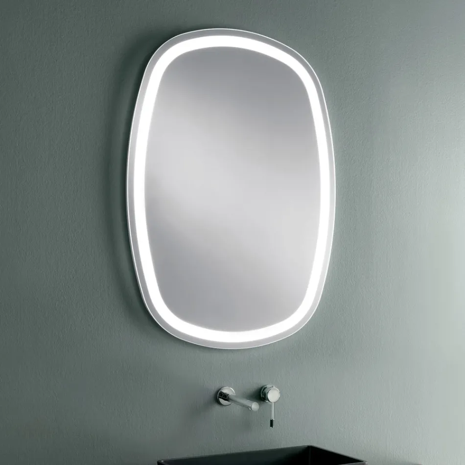 Wall Mirror for Bathroom with Integrated 4000K LED Made in Italy - Scrullo Viadurini