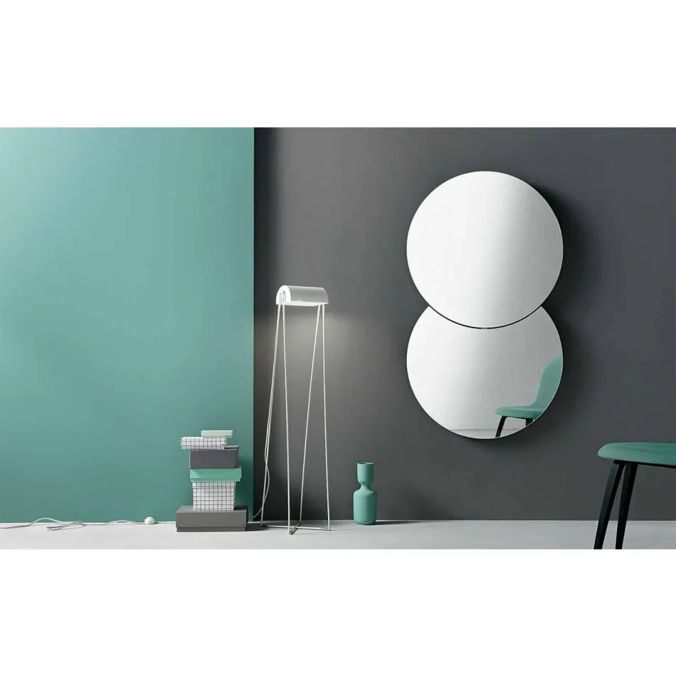 Round Wall Mirror with Satellite that Rotates 360 ° Made in Italy - Shaki Viadurini